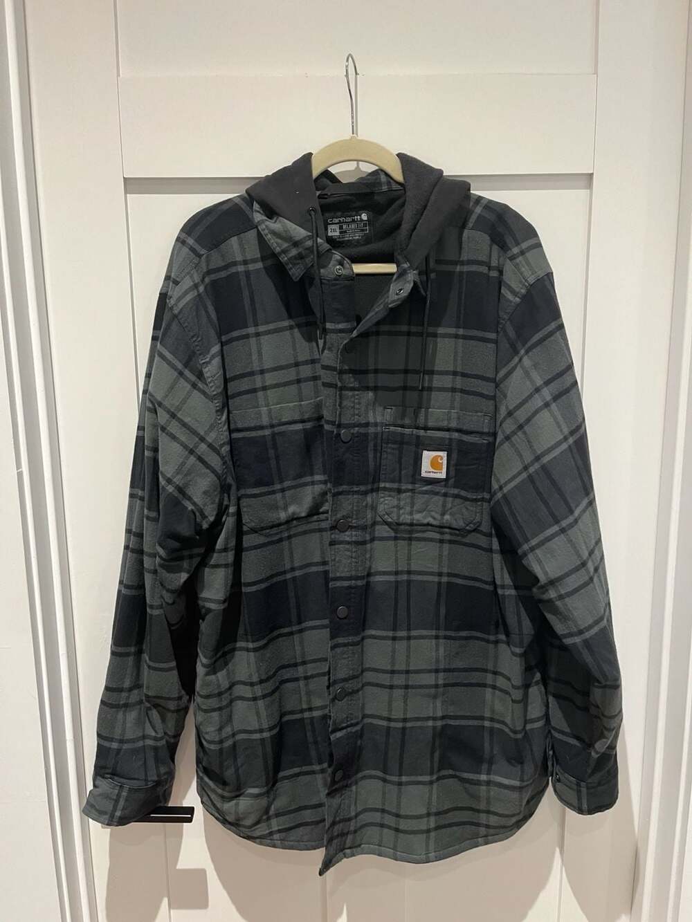 Carhartt Rugged Flex Relaxed Fit Flannel Fleece Lined Hooded Shirt Jac